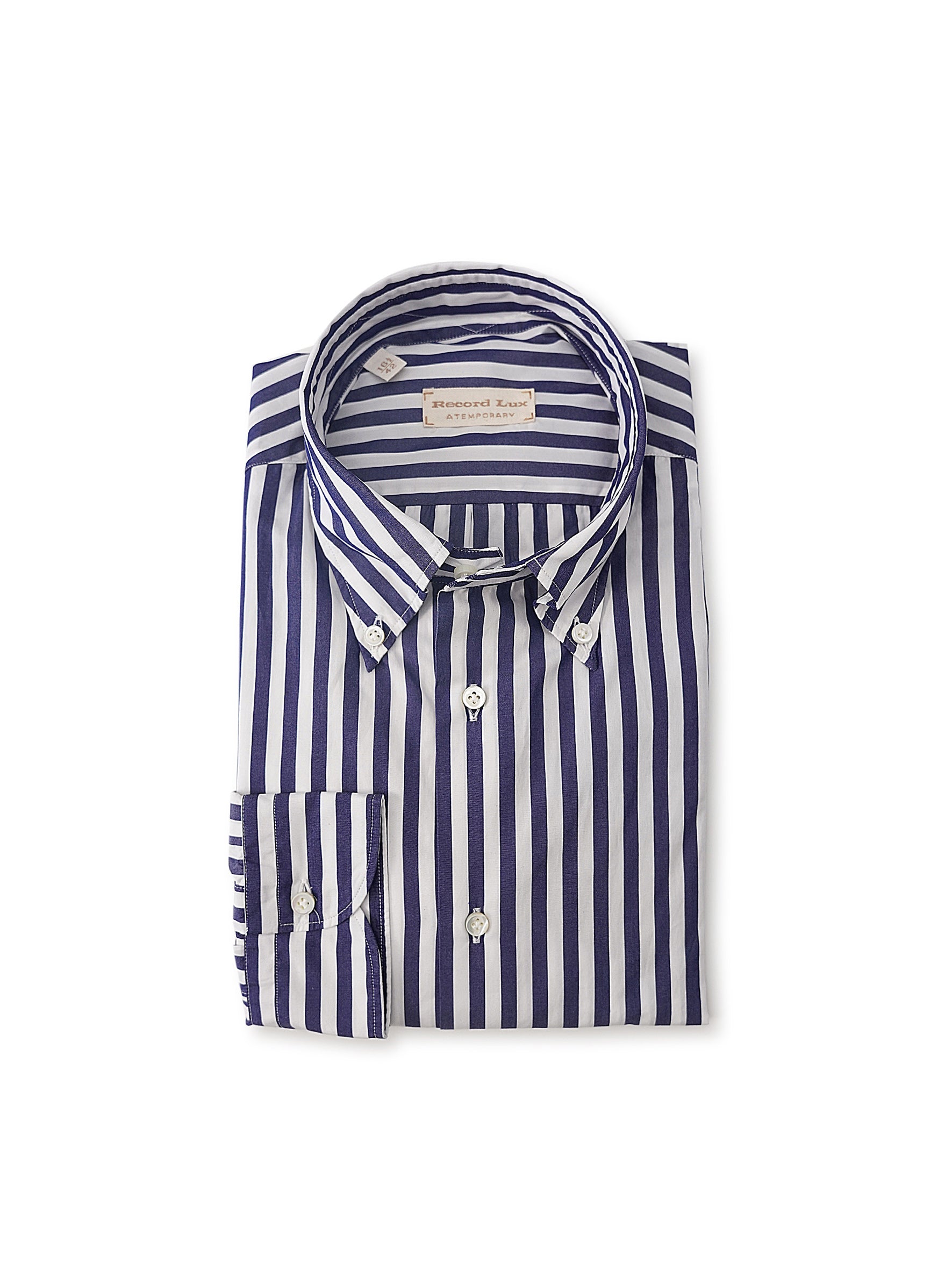 Dunkelblau/Weiß gestreiftes Hemd mit Button-Down